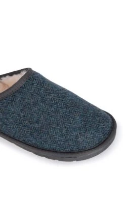 Men’s Shetland Tweed Mule Slippers 16 Men’s Shetland Tweed Mule Slippers -Bruar Heritage Sales Store TA16075DENIMHBONE 1