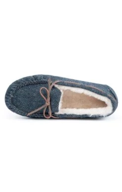 Men’s Shetland Tweed Moccasin Slippers -Bruar Heritage Sales Store TA16077DENIMHBONE 3