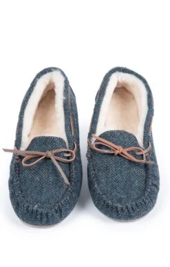 Men’s Shetland Tweed Moccasin Slippers -Bruar Heritage Sales Store TA16077DENIMHBONE 5