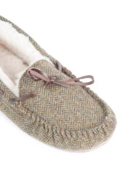 Men’s Shetland Tweed Moccasin Slippers -Bruar Heritage Sales Store TA16077LOVATHBONE 2