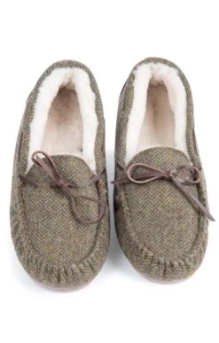 Men’s Shetland Tweed Moccasin Slippers -Bruar Heritage Sales Store TA16077LOVATHBONE 5