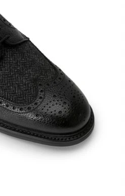 British Pure New Wool Tweed Brogue Shoe -Bruar Heritage Sales Store TA23640BLACKCHARC 3