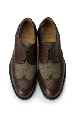 British Pure New Wool Tweed Brogue Shoe -Bruar Heritage Sales Store TA23640DKBRNGRNLOVAT 4