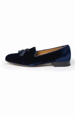Mens Velvet Tassel Slipper -Bruar Heritage Sales Store TA99140NAVY 1