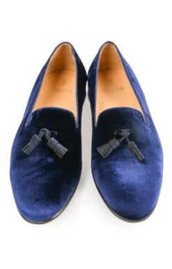 Mens Velvet Tassel Slipper -Bruar Heritage Sales Store TA99140NAVY 4