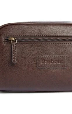 Men's Barbour Leather Washbag -Bruar Heritage Sales Store TB23232DKBROWN 3