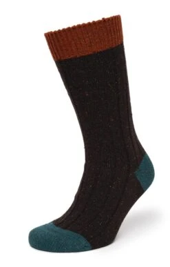 Men's Contrast Flecked Merino Wool & Silk Blend Sock