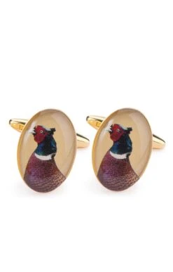 Flying Pheasant Silk Tie And Cufflinks -Bruar Heritage Sales Store TK02215GOLD 2 1
