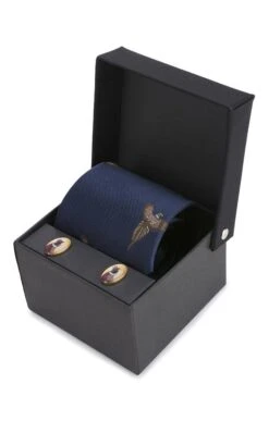 Flying Pheasant Silk Tie And Cufflinks -Bruar Heritage Sales Store TK02215NAVY 1 1