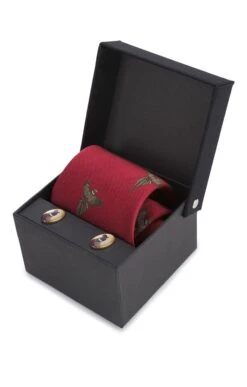 Flying Pheasant Silk Tie And Cufflinks -Bruar Heritage Sales Store TK02215RED 1 1