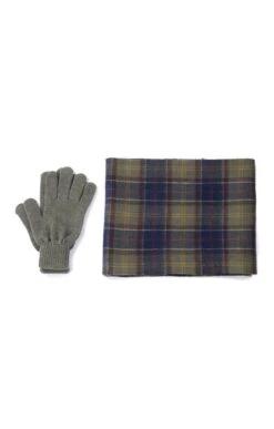 Men's Barbour Tartan Scarf & Glove Gift Set