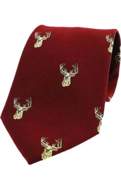 Stags Head Woven Silk Tie