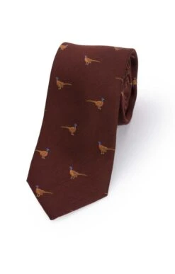 Pheasant Silk/Wool Tie -Bruar Heritage Sales Store TL12992REDPLAIN 1