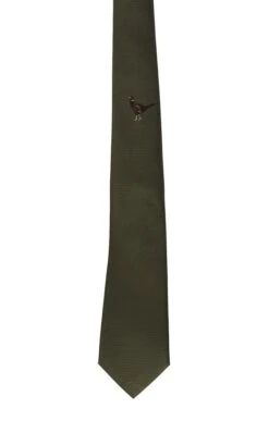 Single Pheasant Woven Silk Tie -Bruar Heritage Sales Store TL15590OLIVE 1