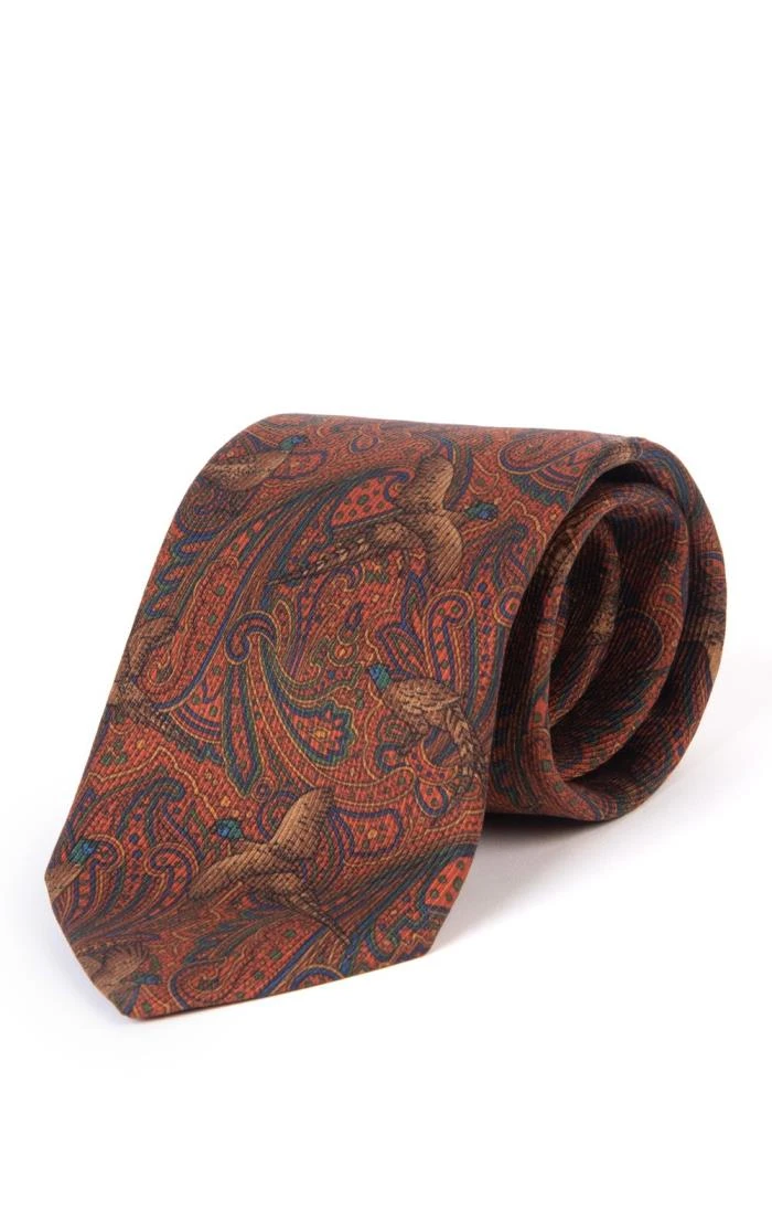 Paisley Pheasant Silk Twill Necktie 1 Paisley Pheasant Silk Twill Necktie