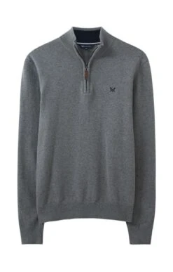 Men’s Crew Clothing Classic Half Zip Sweater -Bruar Heritage Sales Store TN65401GREYMARL 2