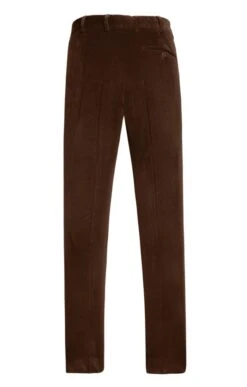 Men's Single Pleat Stretch Cord Trousers -Bruar Heritage Sales Store TP10193DARKBROWN 2