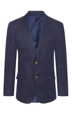 Men's Herringbone Pure Linen Jacket -Bruar Heritage Sales Store TR10025NAVY 1