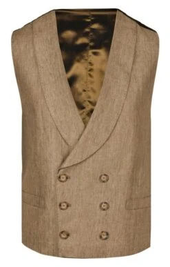 Men's Double Breasted Linen Waistcoat