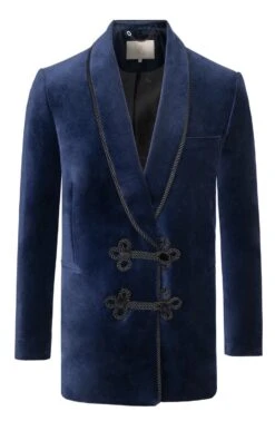 Men's Double Breasted Velvet Jacket -Bruar Heritage Sales Store TR30265NAVY 1