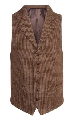 Men's Single Breasted Harris Tweed Waistcoat -Bruar Heritage Sales Store TR40603MAHOGANYPTOOTH 1