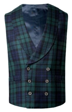 Men's Double Breasted Plaid Waistcoat -Bruar Heritage Sales Store TR40660BLACKWATCH 1
