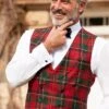 Men's Double Breasted Plaid Waistcoat