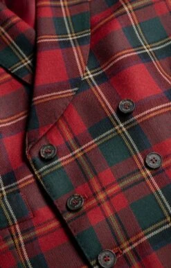 Men's Double Breasted Plaid Waistcoat -Bruar Heritage Sales Store TR40660MUTEDRED 3