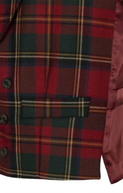 Men's Double Breasted Plaid Waistcoat -Bruar Heritage Sales Store TR40660MUTEDRED 4