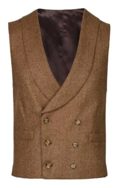 Men's Double Breasted Tweed Waistcoat -Bruar Heritage Sales Store TR40675WHEATHB 1