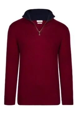 Men's Merino T-Zip -Bruar Heritage Sales Store TT04853BURGNAVY 1