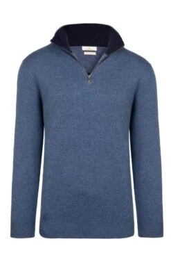 Men's Merino T-Zip -Bruar Heritage Sales Store TT04853LTDENIMNAVY 1