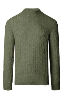 Lambswool Cable Crew Neck -Bruar Heritage Sales Store TT15140MOSS 1