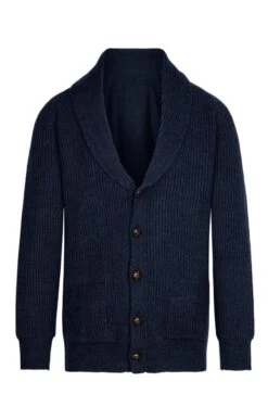 Men's Merino & Lambswool Shawl Collar Cardigan -Bruar Heritage Sales Store TT21532NAVY 1