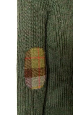 Men's Pure New Wool Country Sweater With Harris Tweed Patches -Bruar Heritage Sales Store TT21546MOSS 2